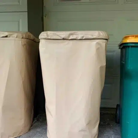 Trash Can Cover Warm Beige Vinyl Fitted Top Bin Sleeve