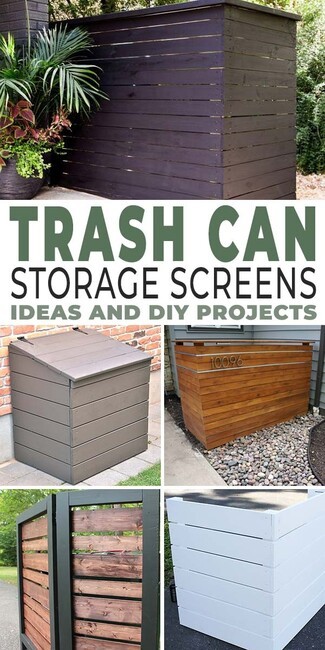 Trash Can Enclosure House Number Slatted Wood Garden Screen