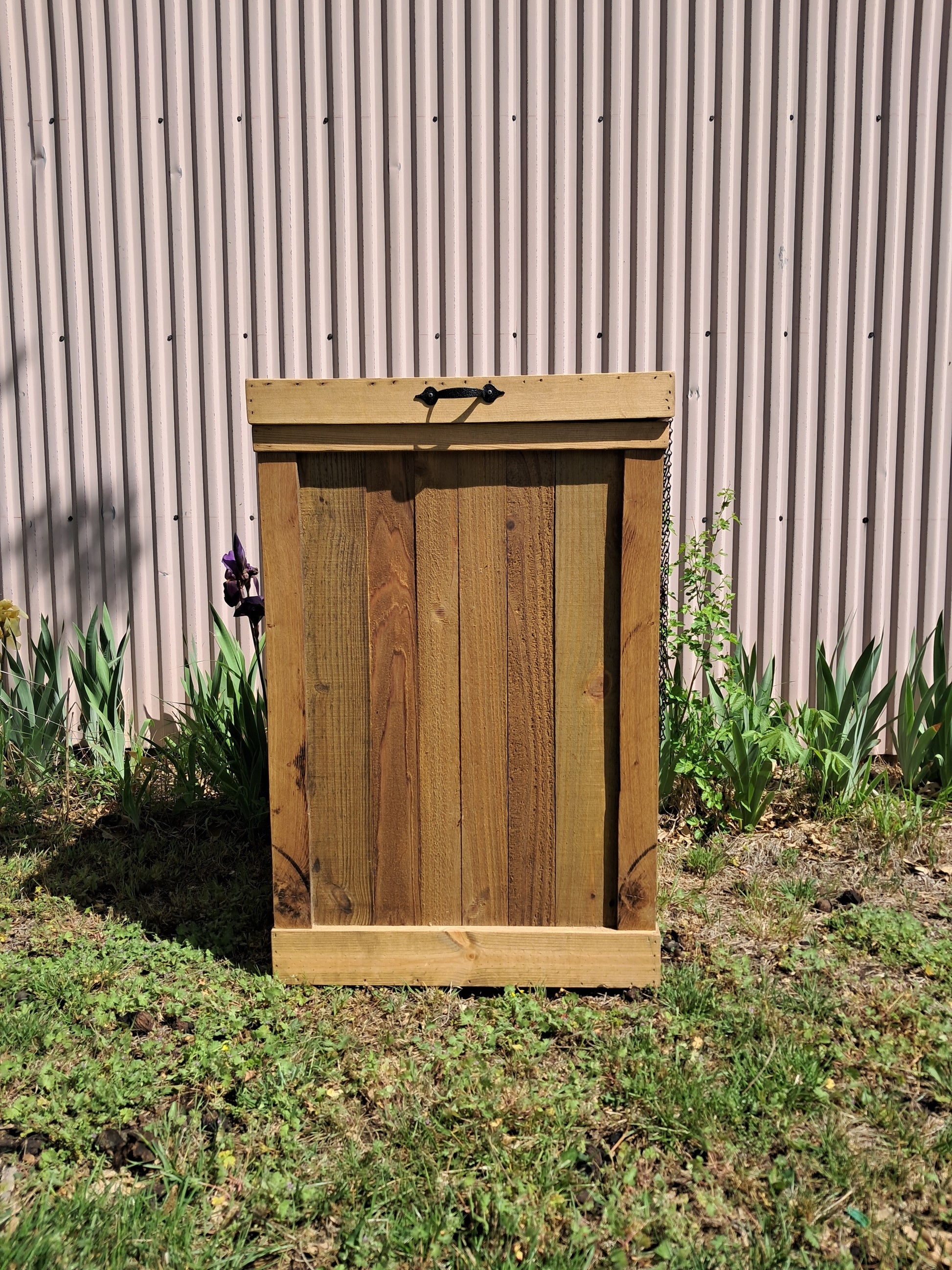 Trash Can Enclosure Top Loading Vertical Plank Bin Hide