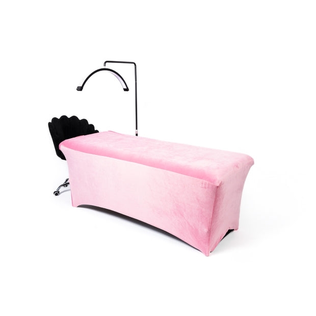 Treatment Bed Cover Dusty Pink Velour and Floor Drape