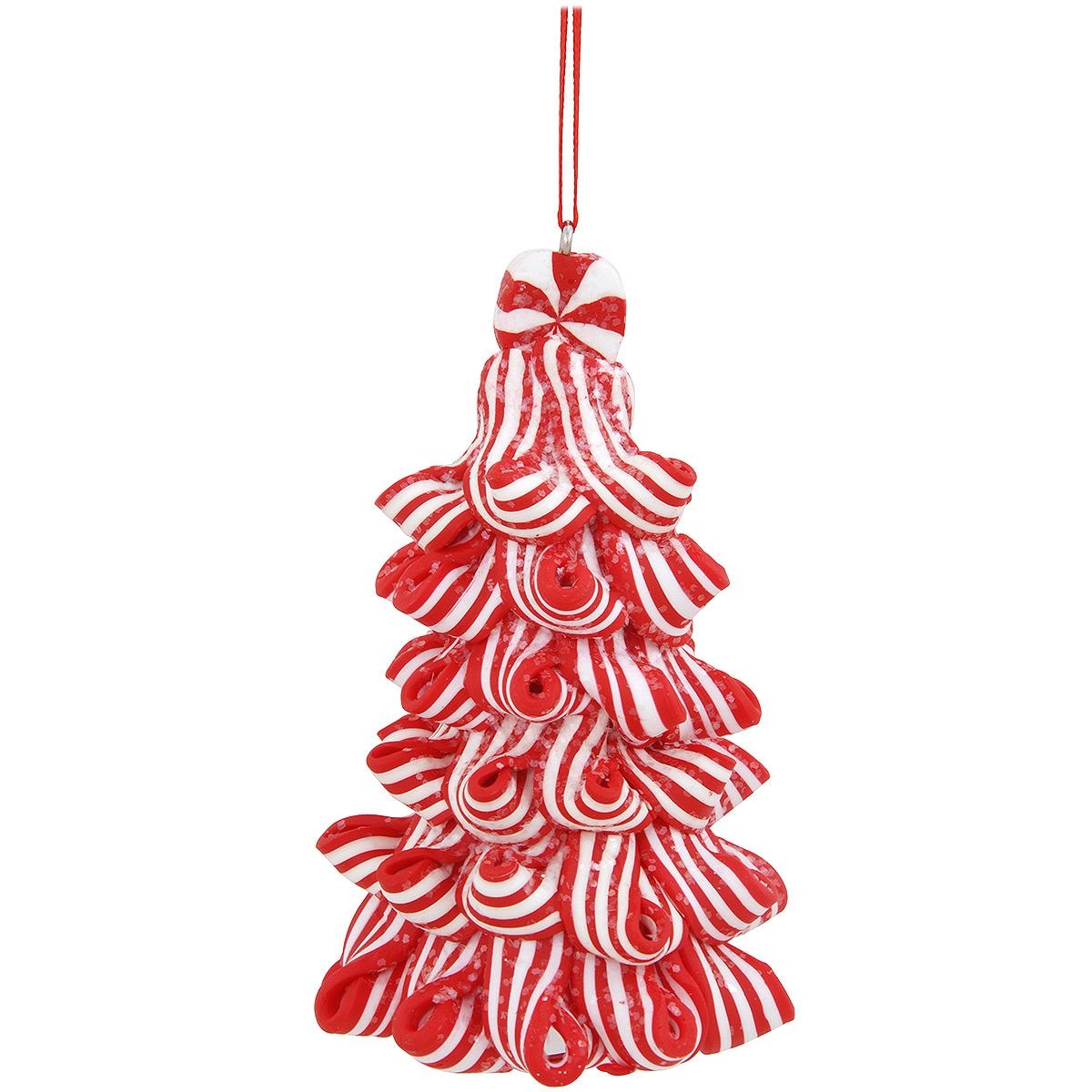 Tree Ornament: Ribbon Candy Loops with Peppermint Topper Accent