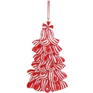 Tree Ornament: Ribbon Candy Loops with Peppermint Topper Accent