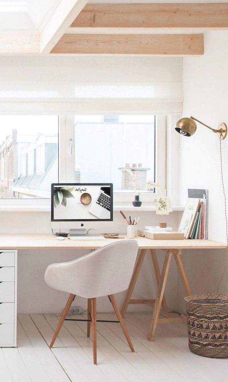 Trestle Desk with Exposed Beams: Scandinavian Trestle Styling
