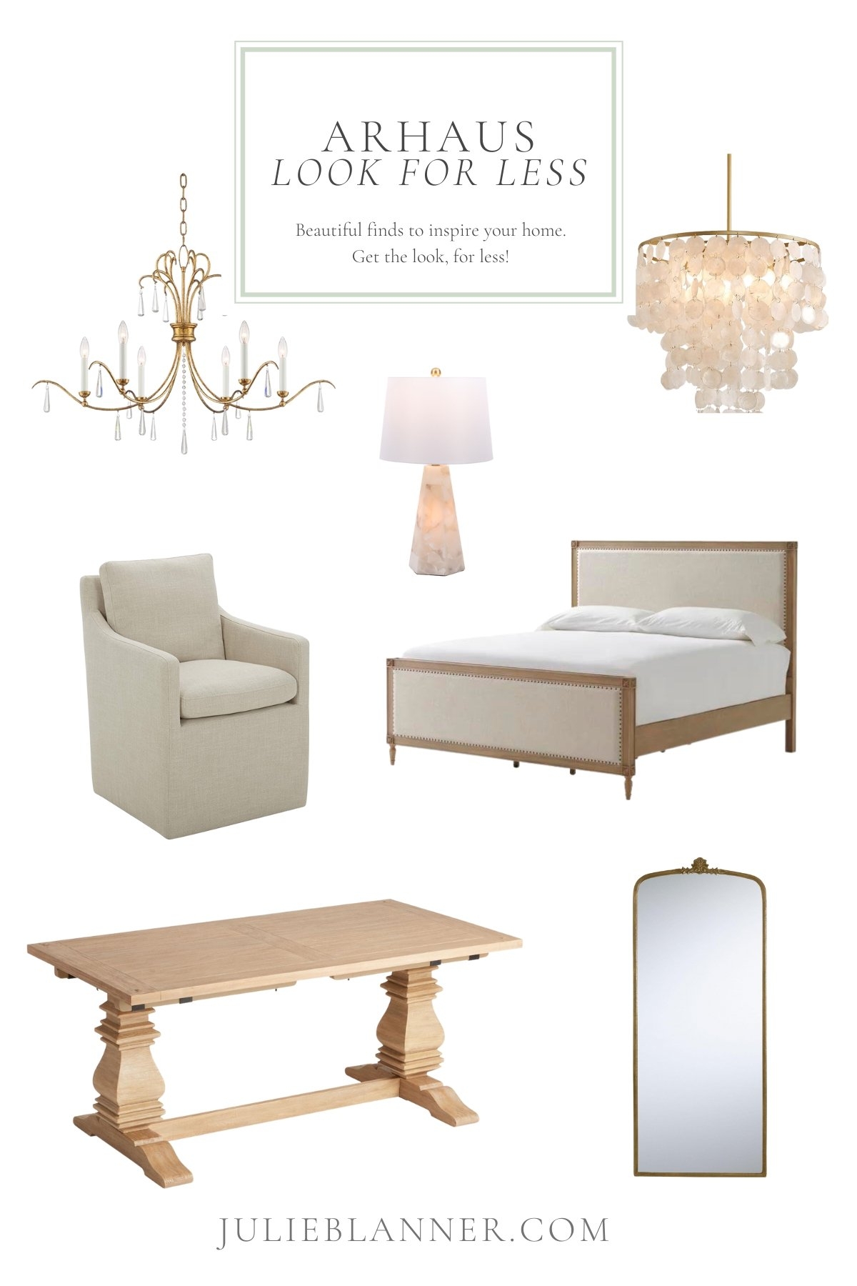 Trestle Dining Table with Capiz Lighting Arhaus Style Dupes