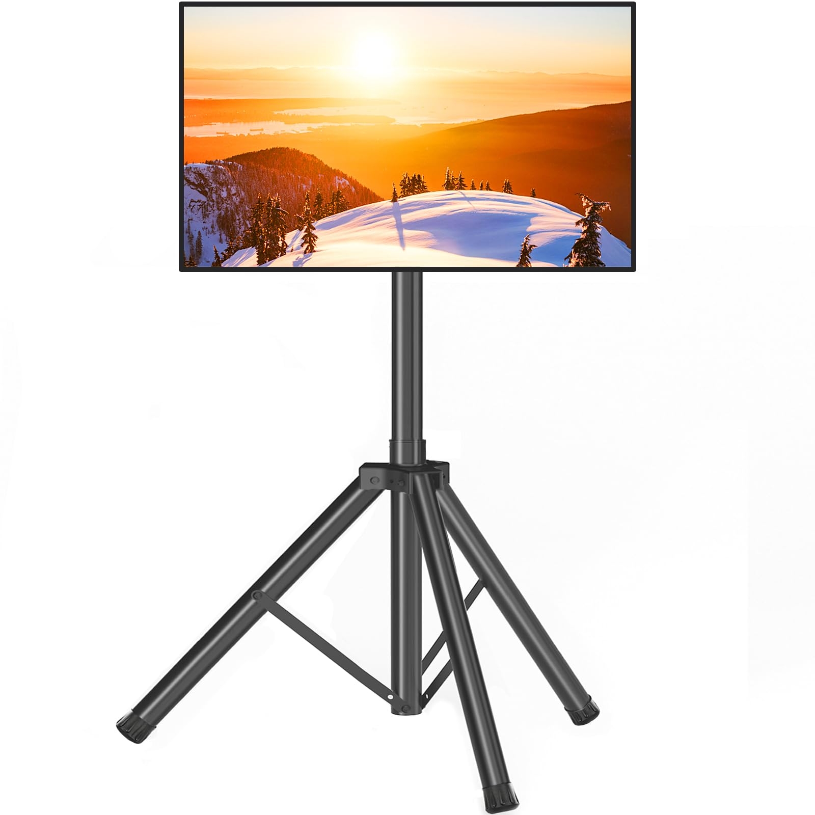 Tripod TV Stand in Matte Black Metal with Height Adjustability