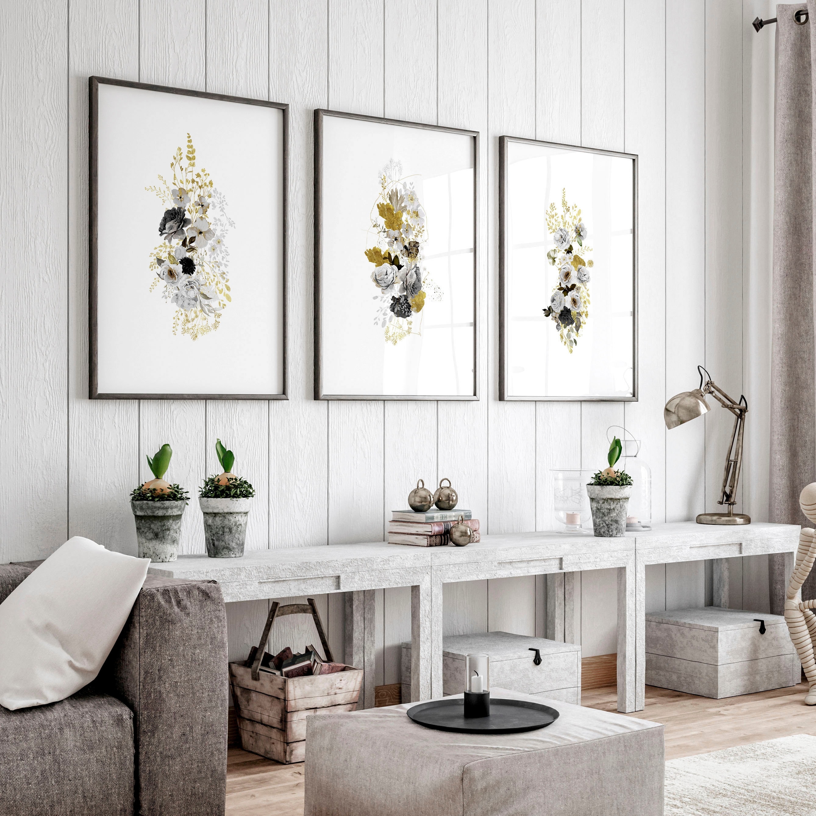 Triptych Wall Art Three Piece Set Botanical Triptych Set