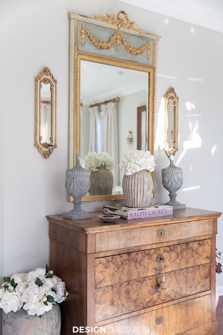 Trumeau Mirror Burled Wood Drawers Antique Trumeau Decor
