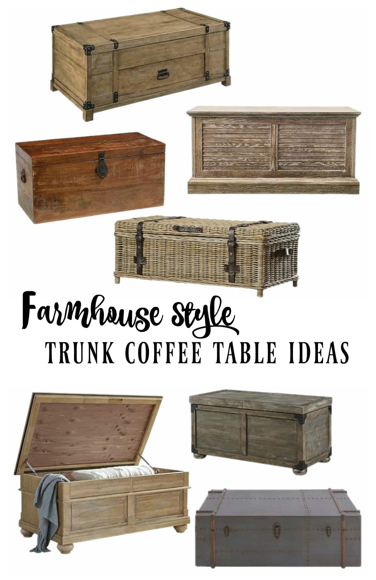 Trunk Coffee Table Hidden Storage Farmhouse Chest