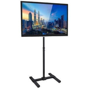 TV Floor Stand with H-Shaped Base and Adjustable Pedestal Mount