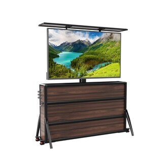 TV Lift Cabinet Walnut Weatherproof Motorized Stand