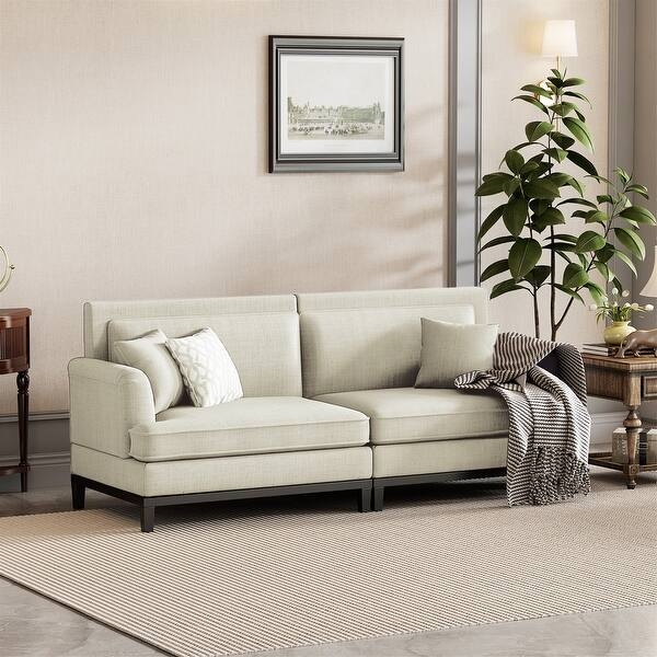 Upholstered Sofa with Exposed Black Frame Modular Design