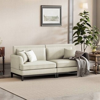 Upholstered Sofa with Exposed Black Frame Modular Design