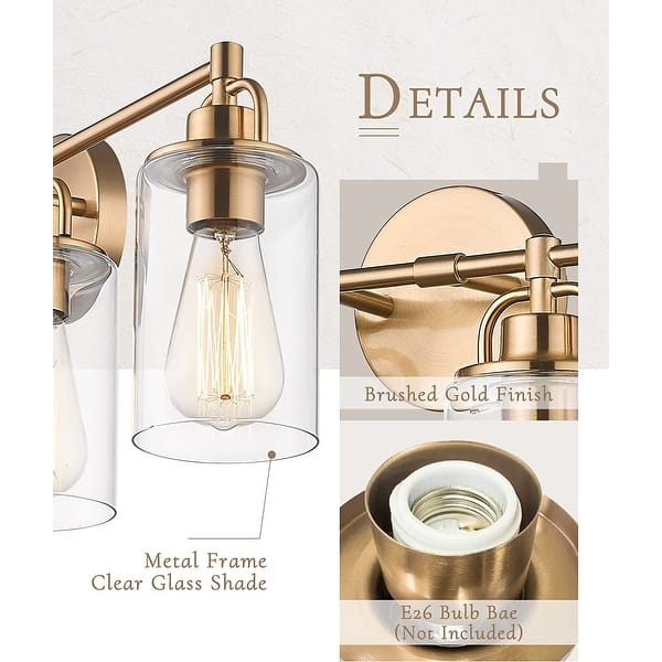 Vanity Light in Brushed Gold with Four Light Clear Glass