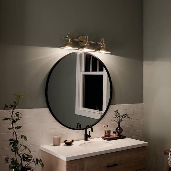 Vanity Light with Industrial Silhouette and Bell Shades