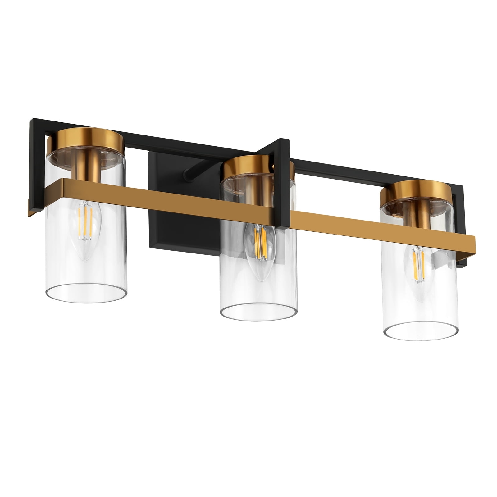 Vanity Light with Matte Black Frame and Bronze Accents