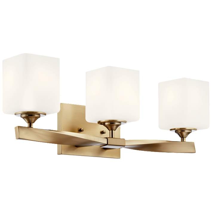 Vanity Light with Twisted Arm and Square Cube Glass Shades