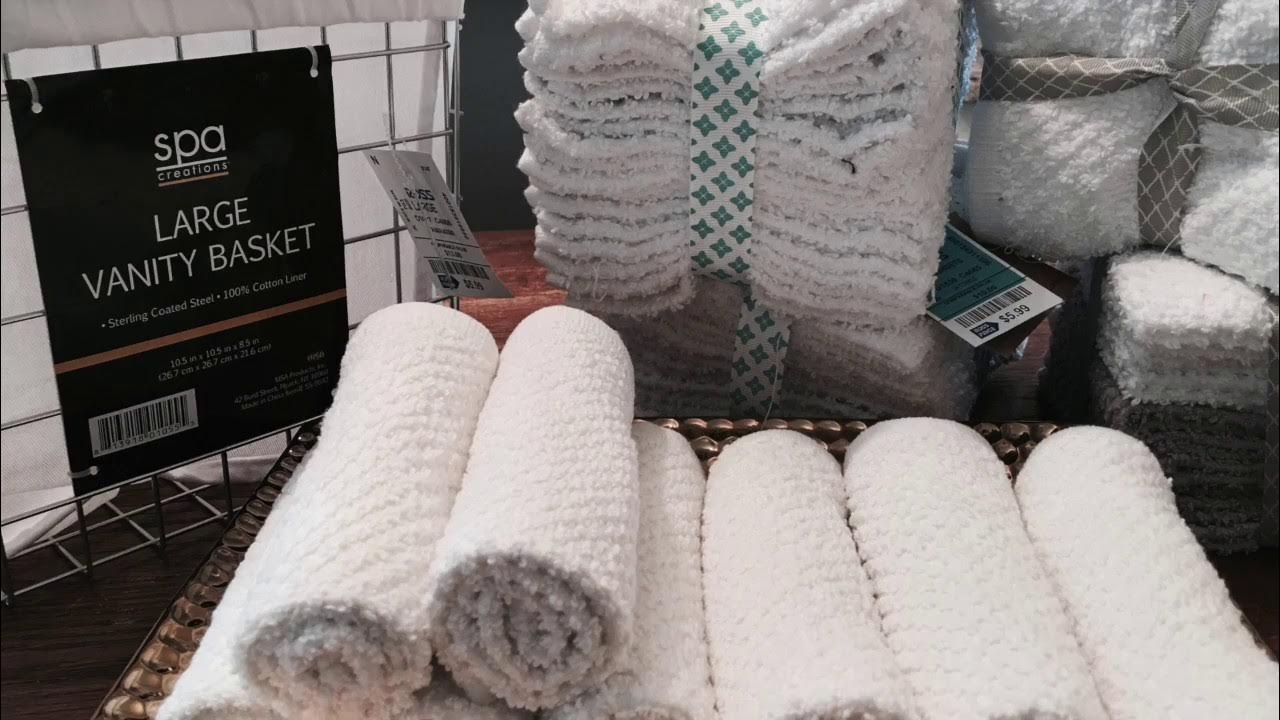 Vanity Towel Set in Rolled Storage for Spa Style Vanity Organization