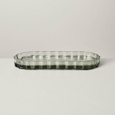 Vanity Tray featuring Fluted Edges in Light Green