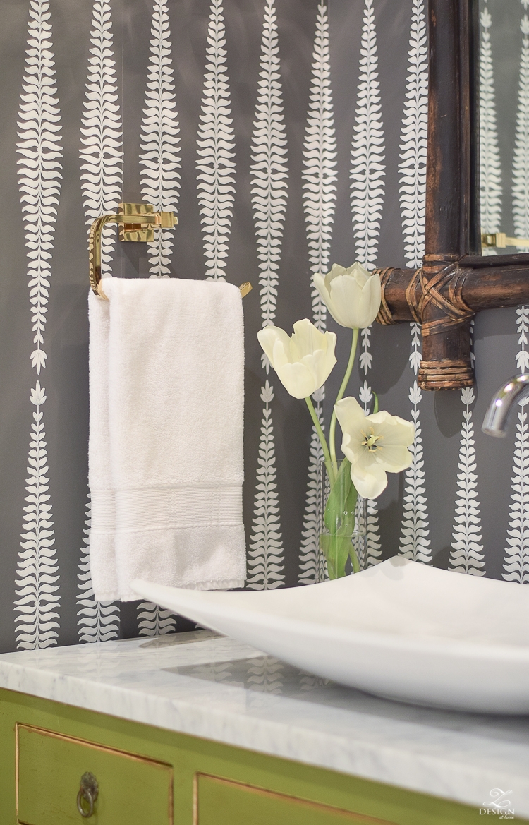 Vessel Sink with Wing Shaped Basin for Botanical Powder Room Design