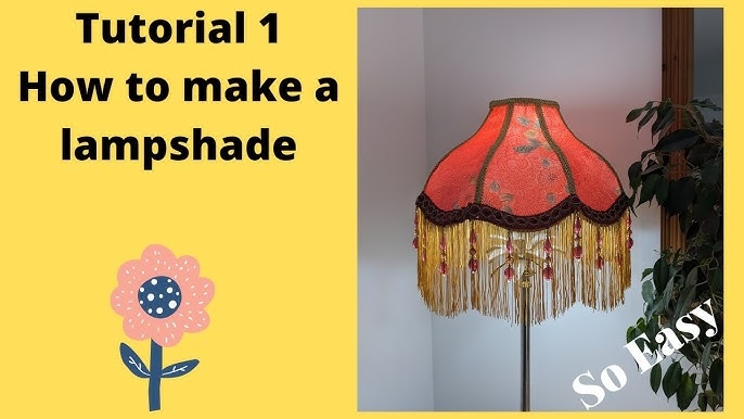Victorian Lampshade Crimson Floral Fabric and Beaded Tassels