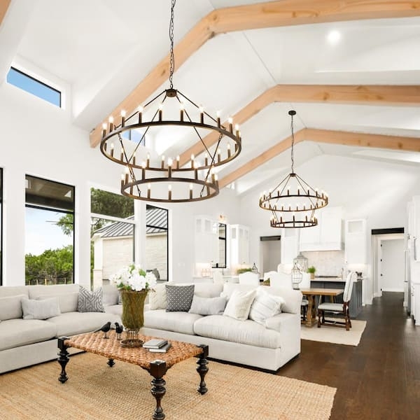Wagon Wheel Chandelier 36-Light Extra Large Diameter
