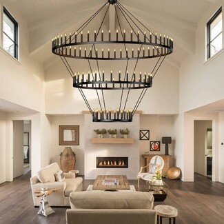 Wagon Wheel Chandelier Three Tier Design Grand Farmhouse Lighting