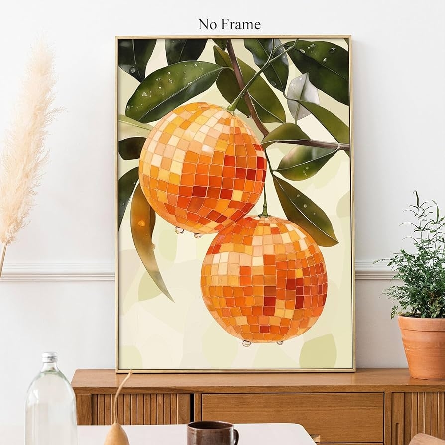 Wall Art Botanical Disco Ball Pattern Funky Fruit Poster
