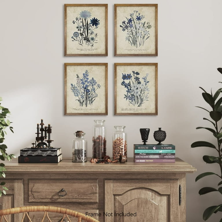 Wall Art Botanical Sketches Blue botanical wall art set