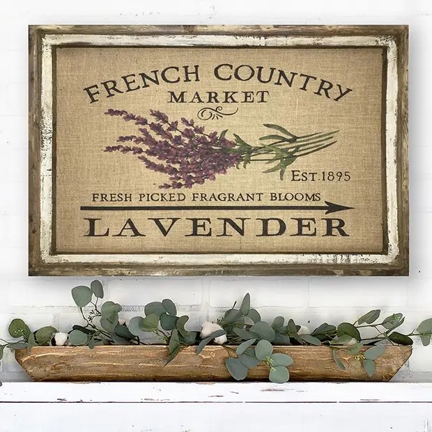 Wall Art Burlap Canvas French Country Lavender Wall Art