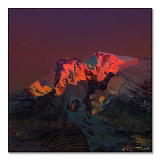 Wall Art: Fiery Orange Peaks Geometric Sunset Vista