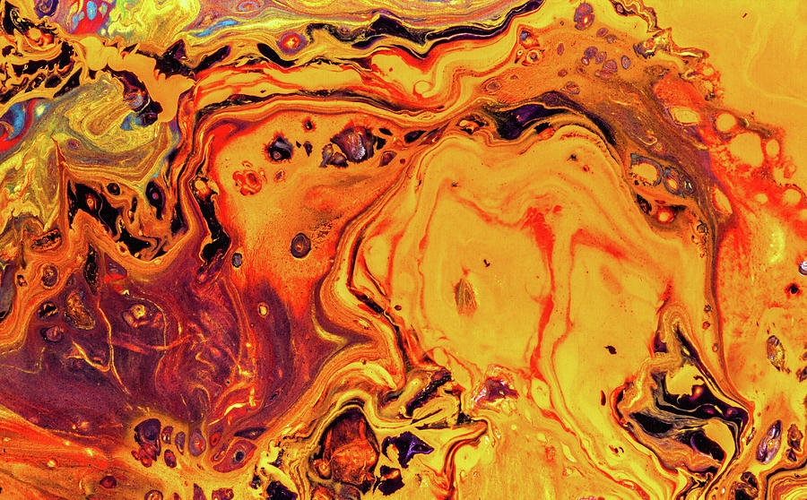 Wall Art Fluid Marble Effect Fiery Orange Kitchen Decor