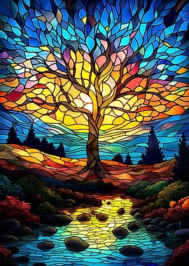 Wall Art Jewel Tone Palette Nature Tree Print