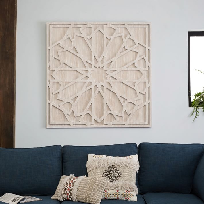 Wall Art Lattice Whitewashed Dimensional Wood Decor