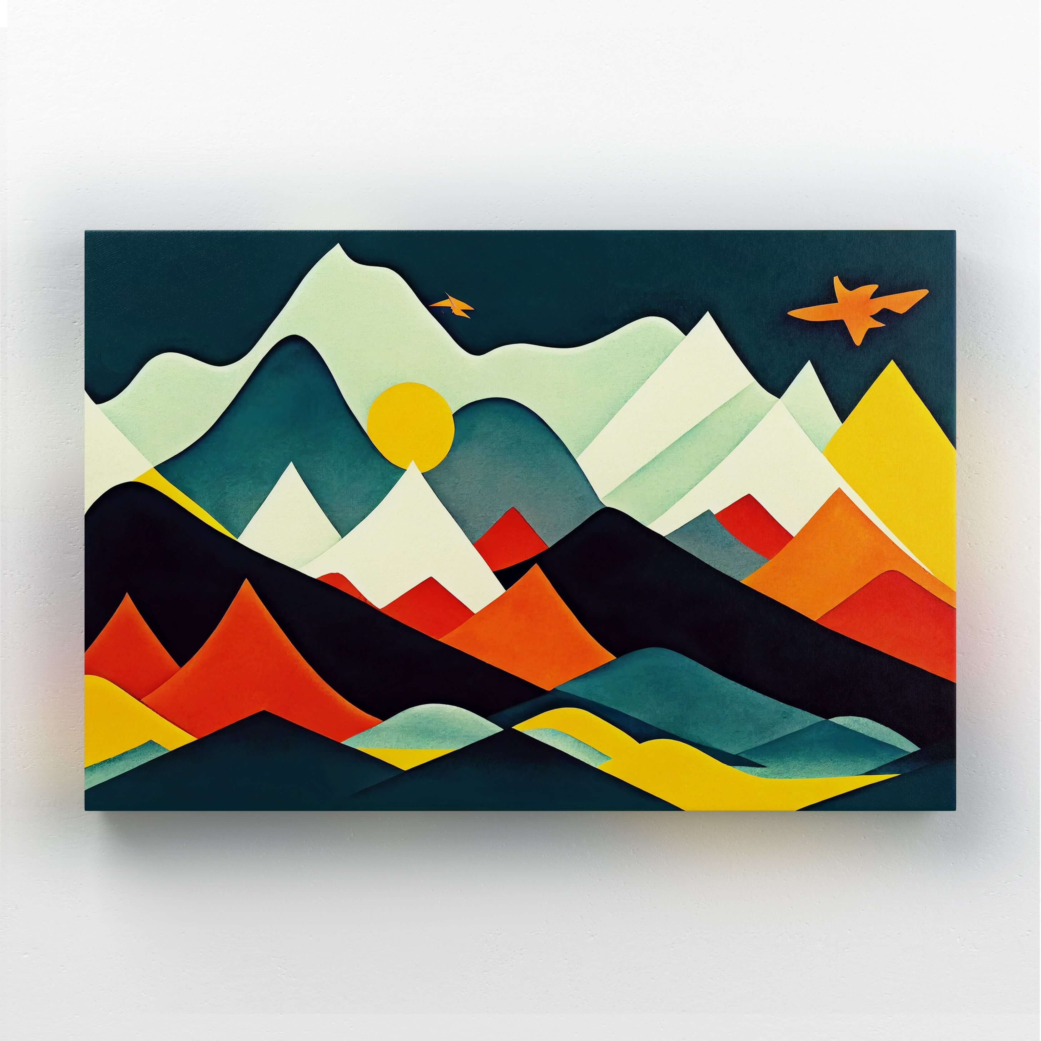 Wall Art: Layered Composition Geometric Peaks Print