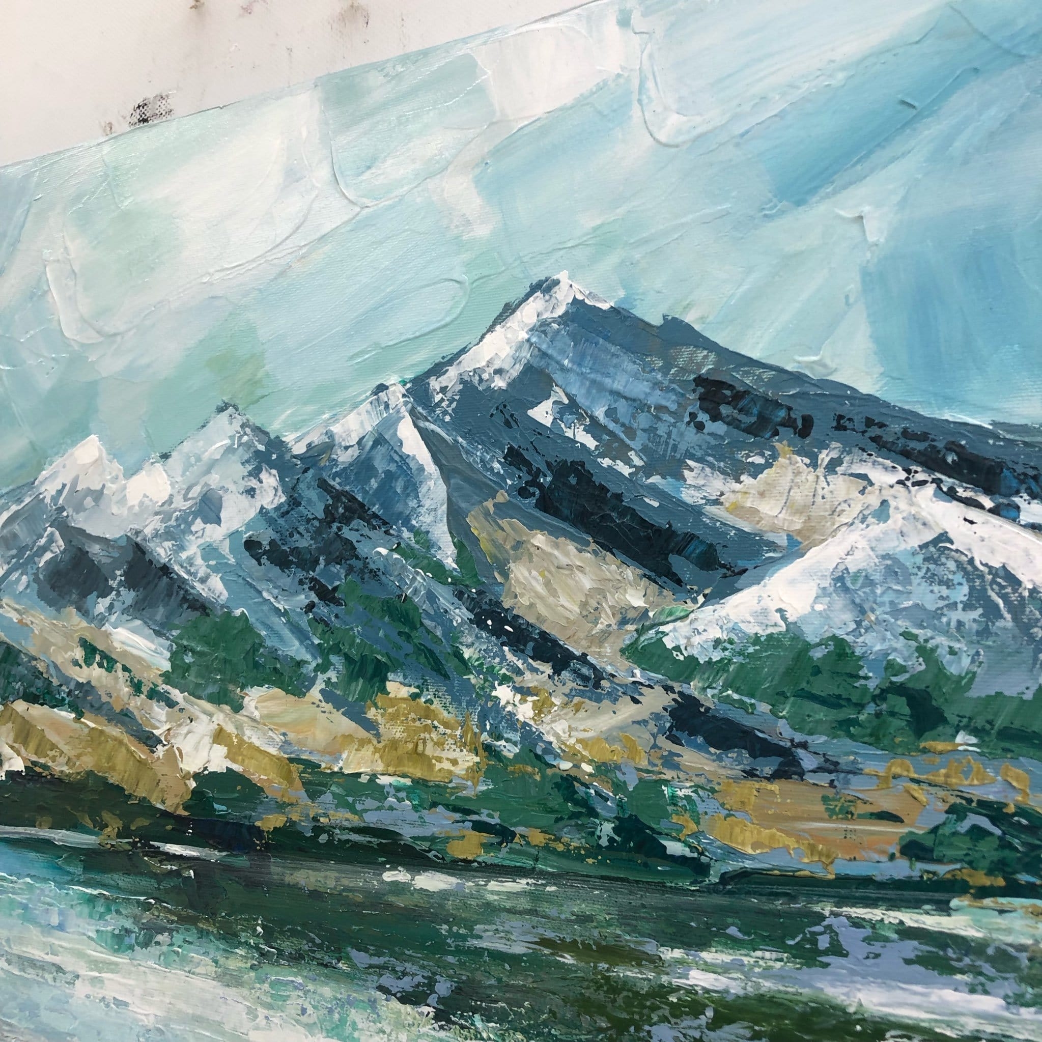 Wall Art: Mountain Silhouette Cerulean Blue Palette