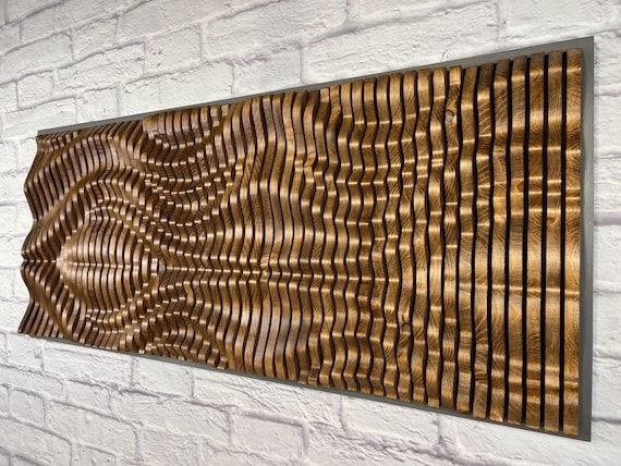 Wall Art Parametric Design Undulating Wavy Wood Decor