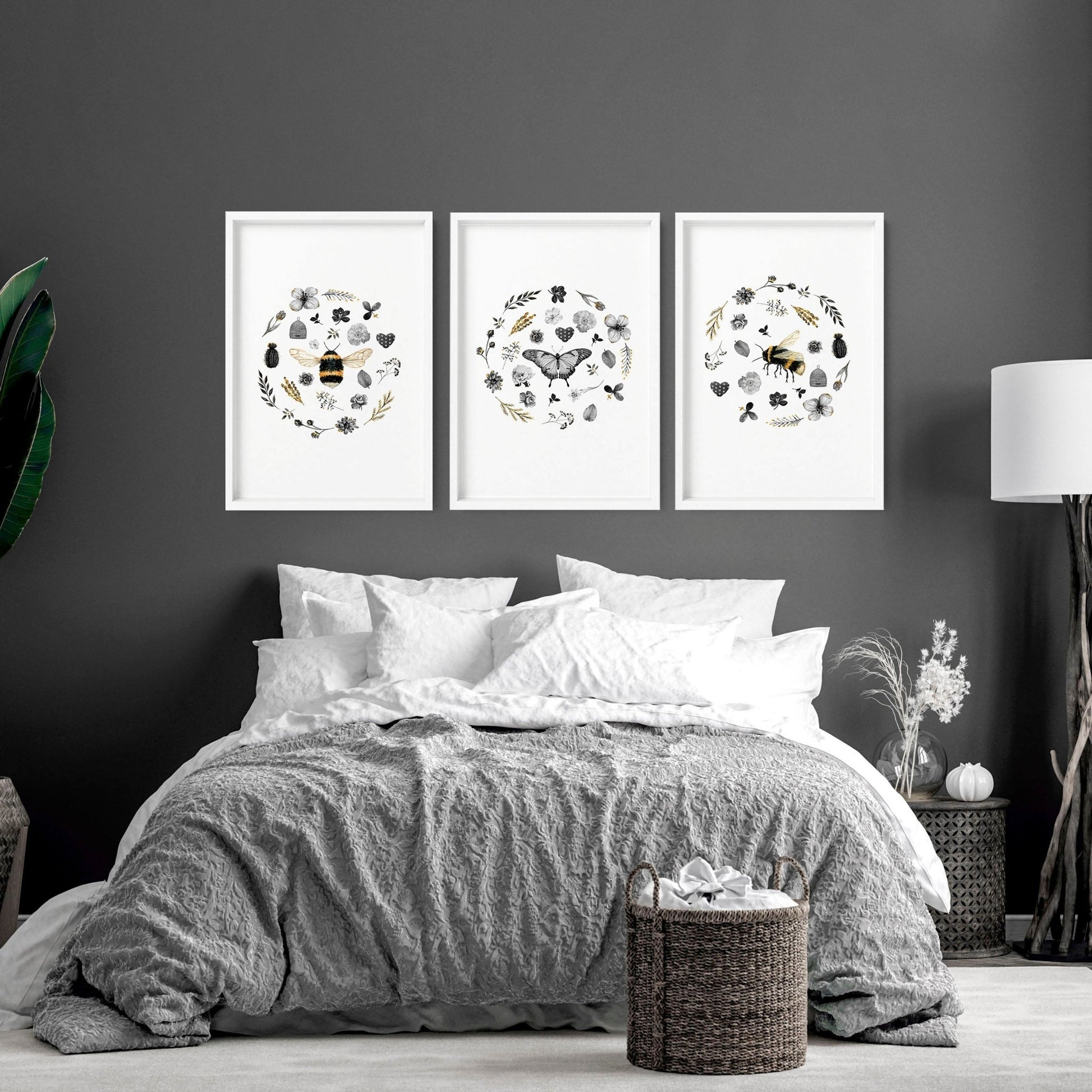 Wall Art Set Insect Botanical Prints French country bedroom art