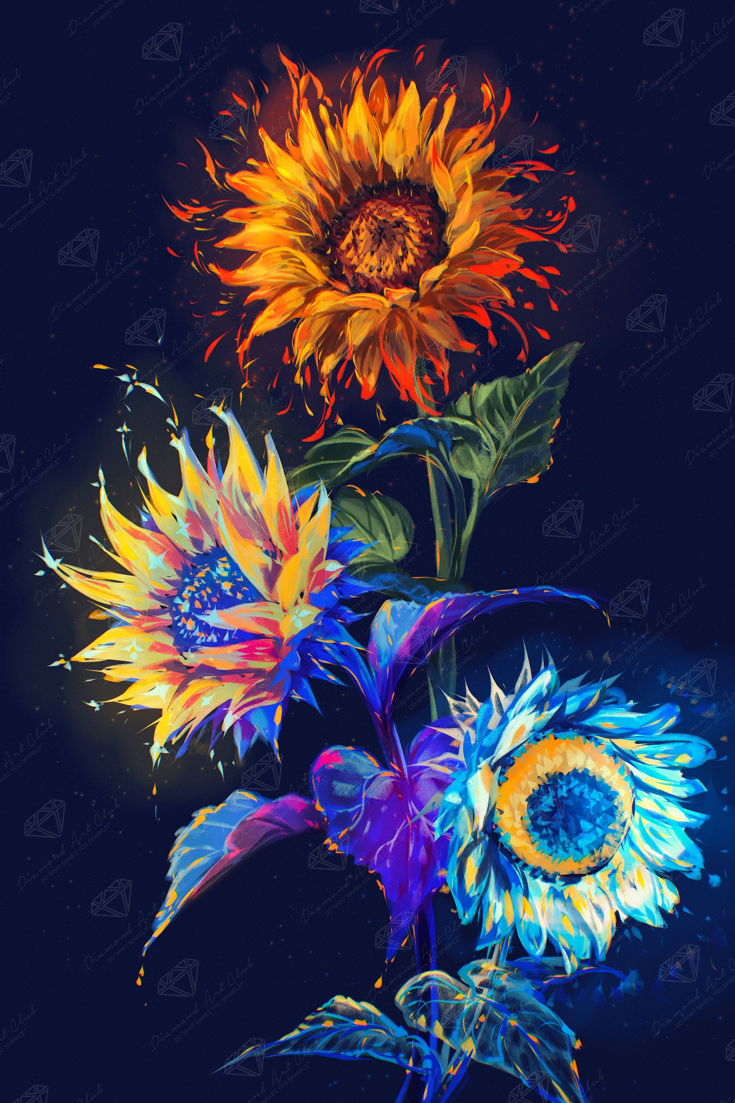 Wall Art with Celestial Sunflower and High Contrast