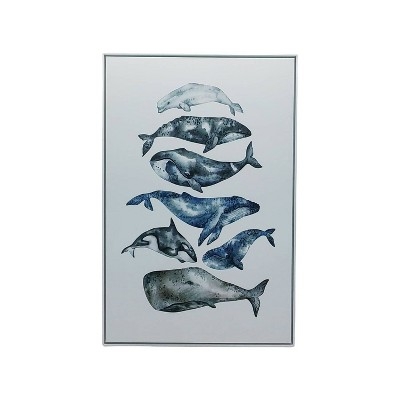 Wall Art with Stacked Watercolor Marine Whale Design