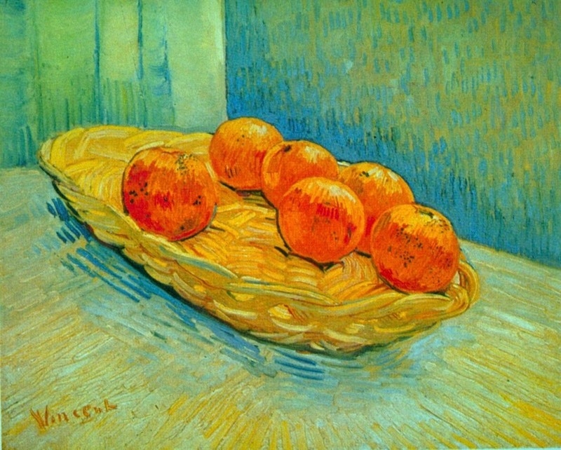 Wall Art Woven Basket Still Life Orange Fruit Canvas Print