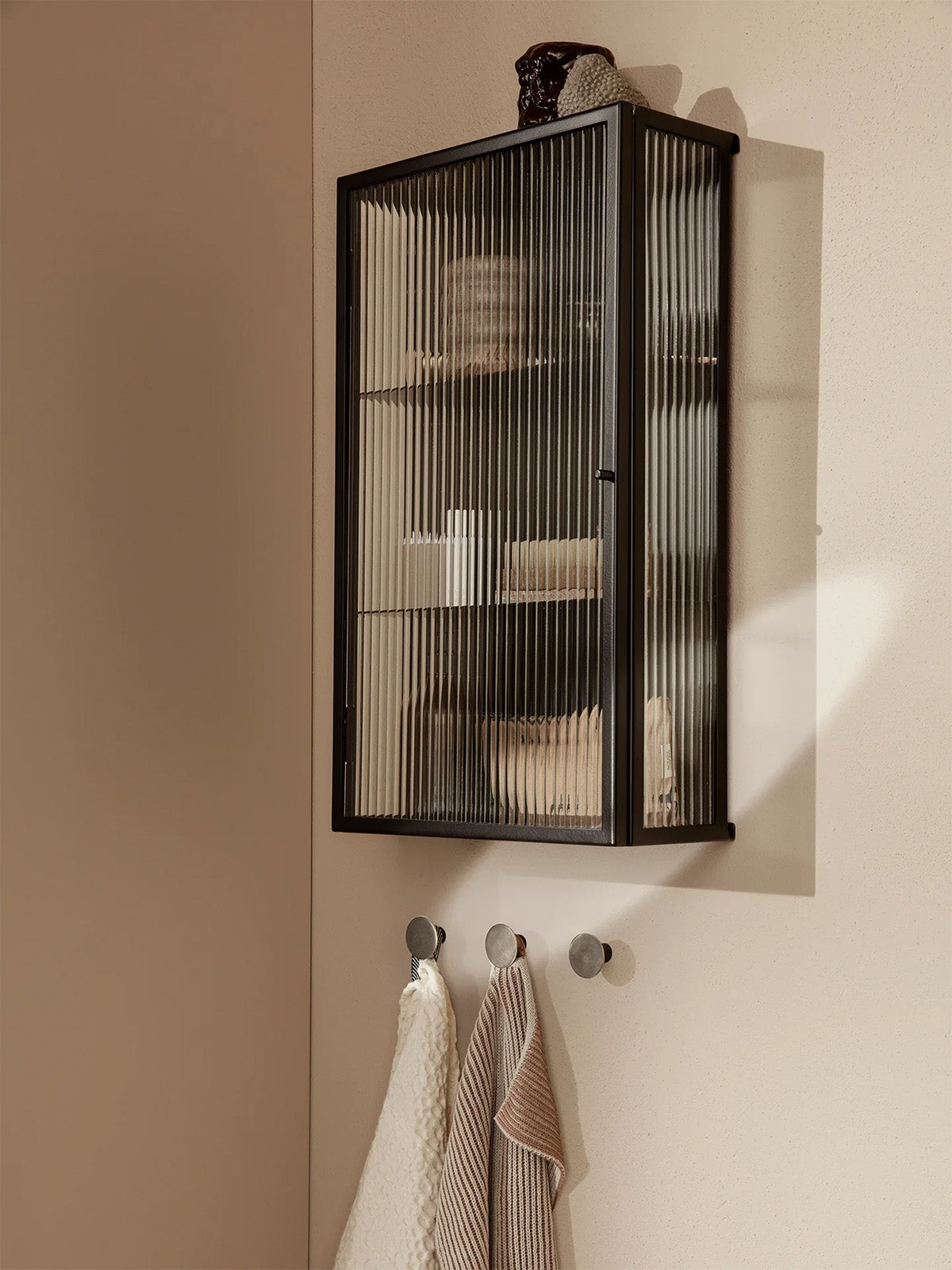 Wall Cabinet featuring Reeded Glass Minimalist Unit