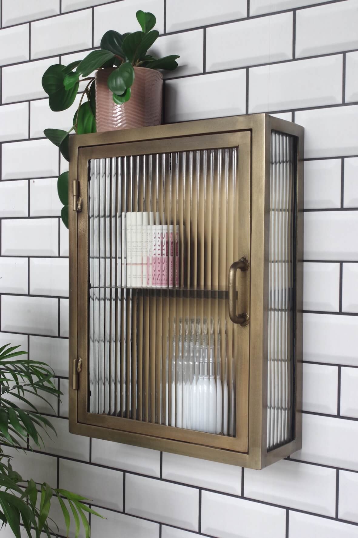Wall Cabinet in Antique Brass Antique Medicine Chest