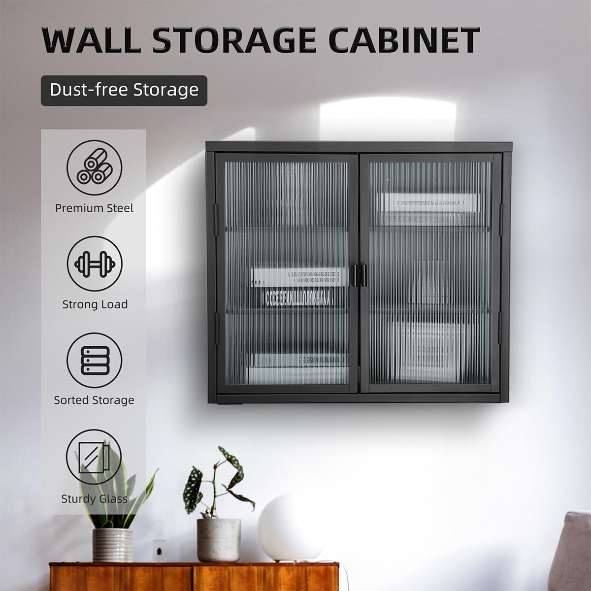 Wall Cabinet in Matte Black Steel Medicine Cupboard