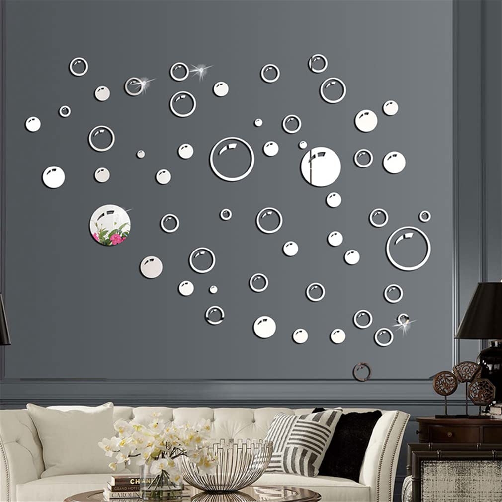 Wall Decals Reflective Circles Varying Sizes Set