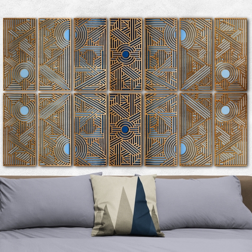 Wall Decor 14 Panel Set Geometric Laser Cut Panels