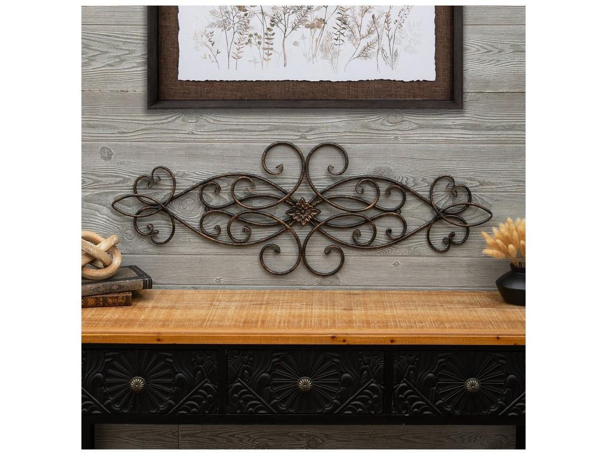 Wall Decor Antique Bronze Central Floral Medallion Art