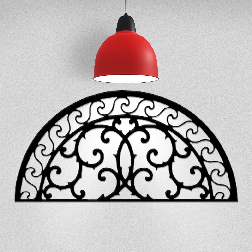 Wall Decor Half Moon Matte Black Scrollwork Filigree