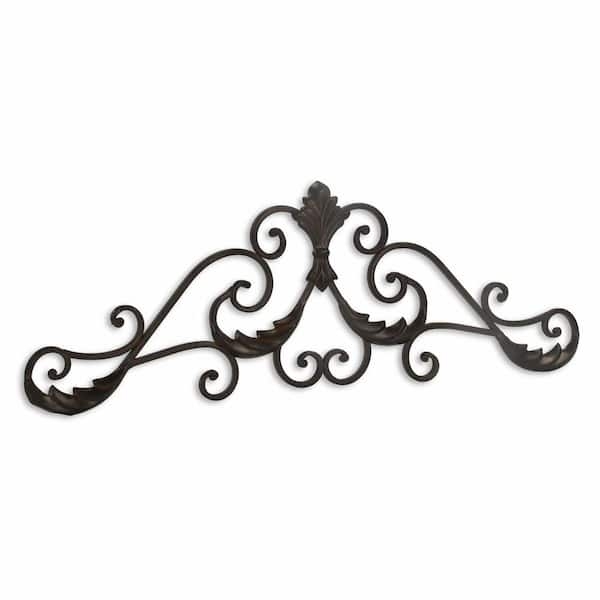 Wall Decor Rustic Brown Fleur De Lis Center Pediment
