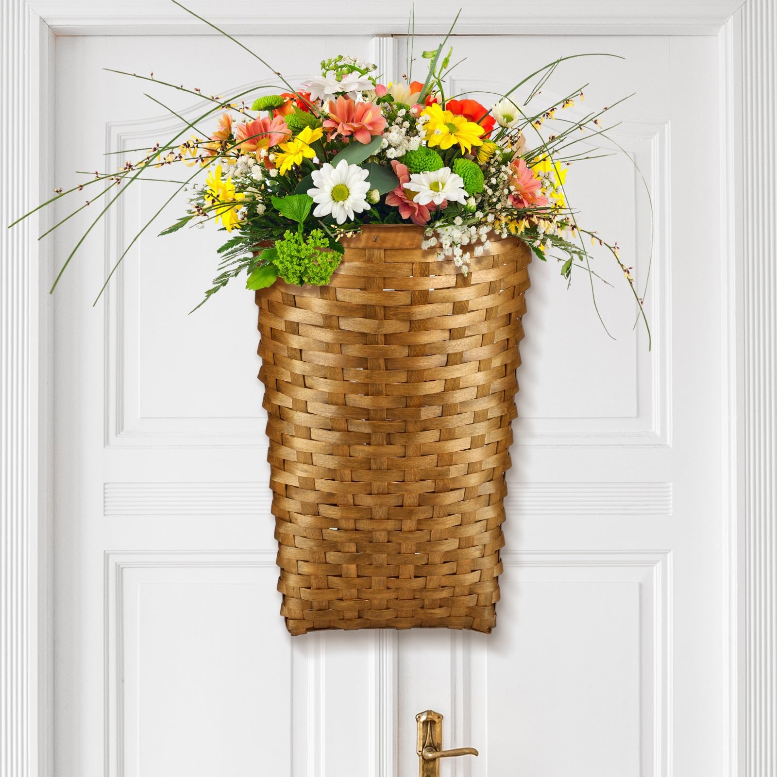 Wall Hanging Basket With Tapered Silhouette and Flat Back Decor