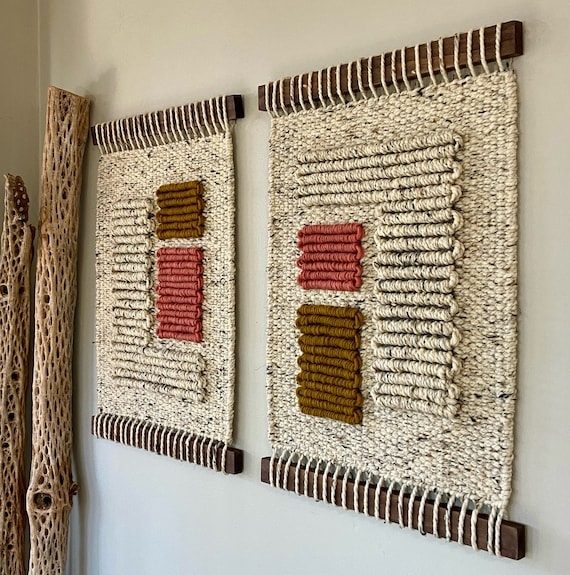 Wall Hanging: Loop Pile Accents Geometric Woven Wall Art